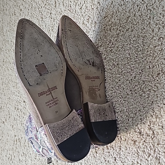 Zadig & Voltaire Multicolor Python Embossed And Suede Ankle Boots Size 38 - Picture 5 of 9